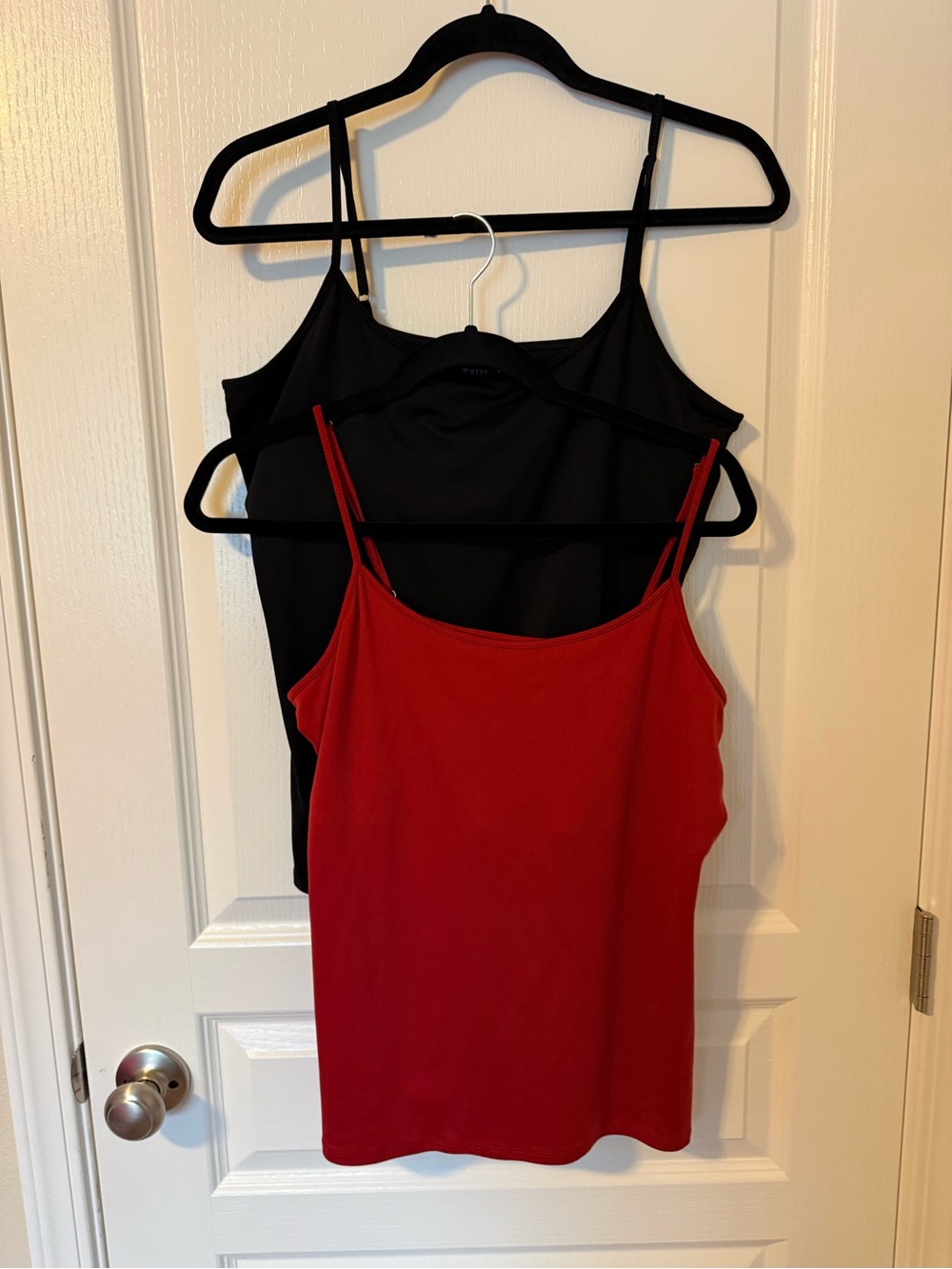 White House Black Market Red and Black Spaghetti Strap Camisoles